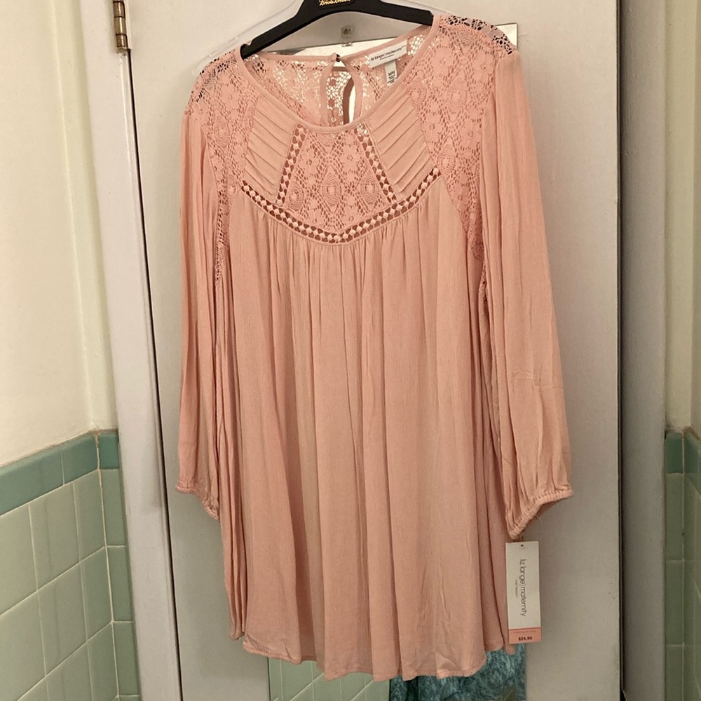 NEW Pink Lace Detail Top Maternity Size M